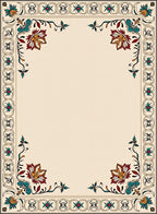 Ornate Floral Medallion Bordered Accent Rug