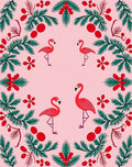 Pink Flamingo Evergreen Berry Garland Rug