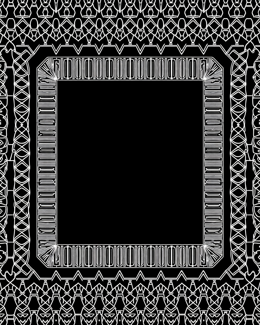Geometric White Ornate Border Rug
