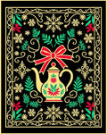 Red Bow Teapot Snowflake Garden Rug