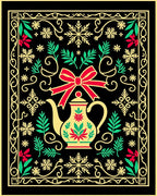 Red Bow Teapot Snowflake Garden Rug