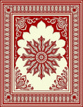 Crimson Cream Floral Sun Medallion Rug