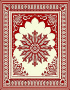 Crimson Cream Floral Sun Medallion Rug