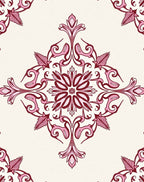 Rich Rose Petal Damask Medallion Rug