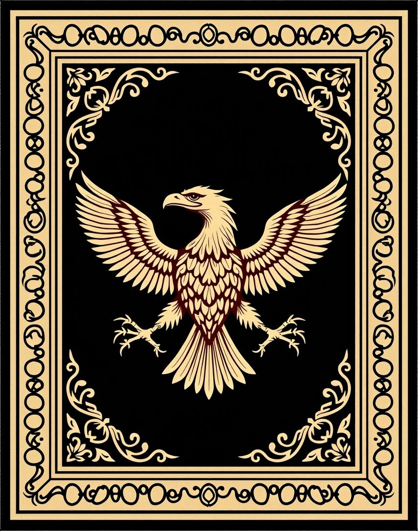 Golden Eagle Crest Black Rug