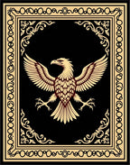 Golden Eagle Crest Black Rug