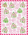 Playful Pink Green Whimsical Houses Rug