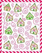 Playful Pink Green Whimsical Houses Rug