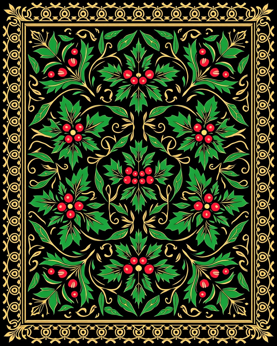 Emerald Berry Holly Garland Rug