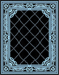 Black Light Blue Scrollwork Diamond Lattice Rug