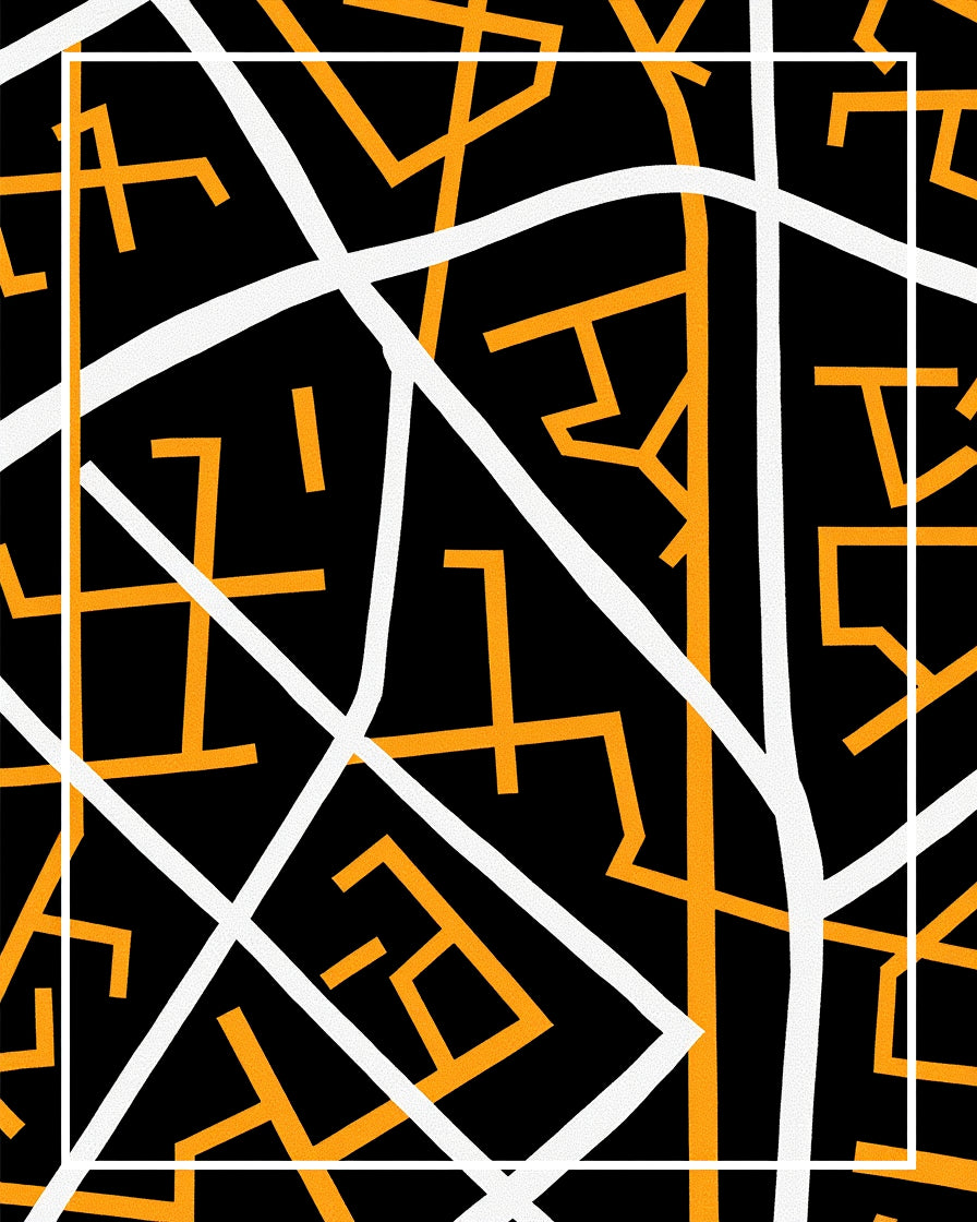 Modern Orange and White Geometric Lines Rug
