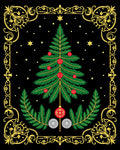 Ornate Black Christmas Tree Garland Rug