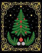 Ornate Black Christmas Tree Garland Rug