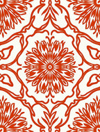 Bold Red Floral Medallion Scroll Rug