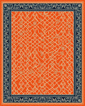 Vibrant Orange Lattice Floral Border Rug