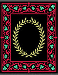 Black Red Yellow Floral Wreath Rug