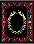 Black Red Yellow Floral Wreath Rug