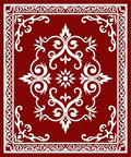 Crimson White Scrollwork Central Ornament Rug