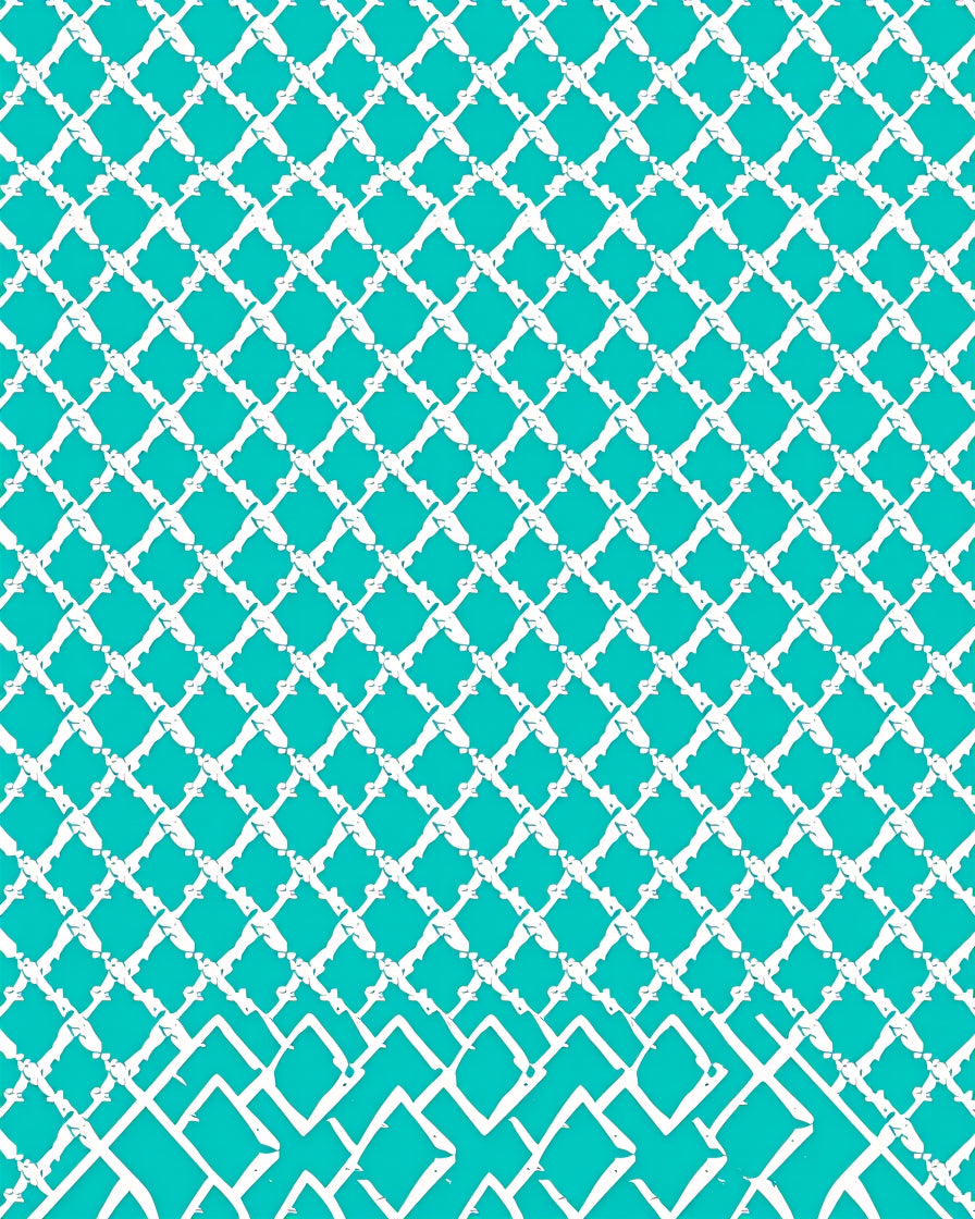 Turquoise White Diamond Lattice Rug