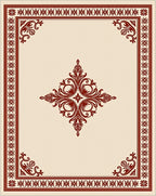 Crimson Floral Lace Border Rug