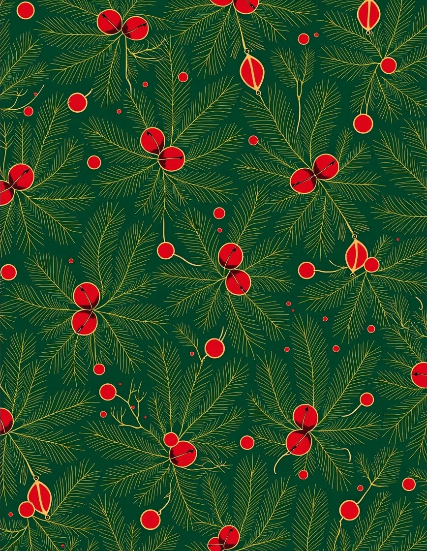 Emerald Green Pine Berry Accents Rug