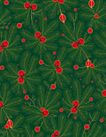 Emerald Green Pine Berry Accents Rug