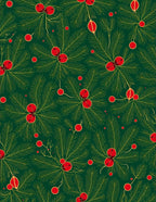 Emerald Green Pine Berry Accents Rug