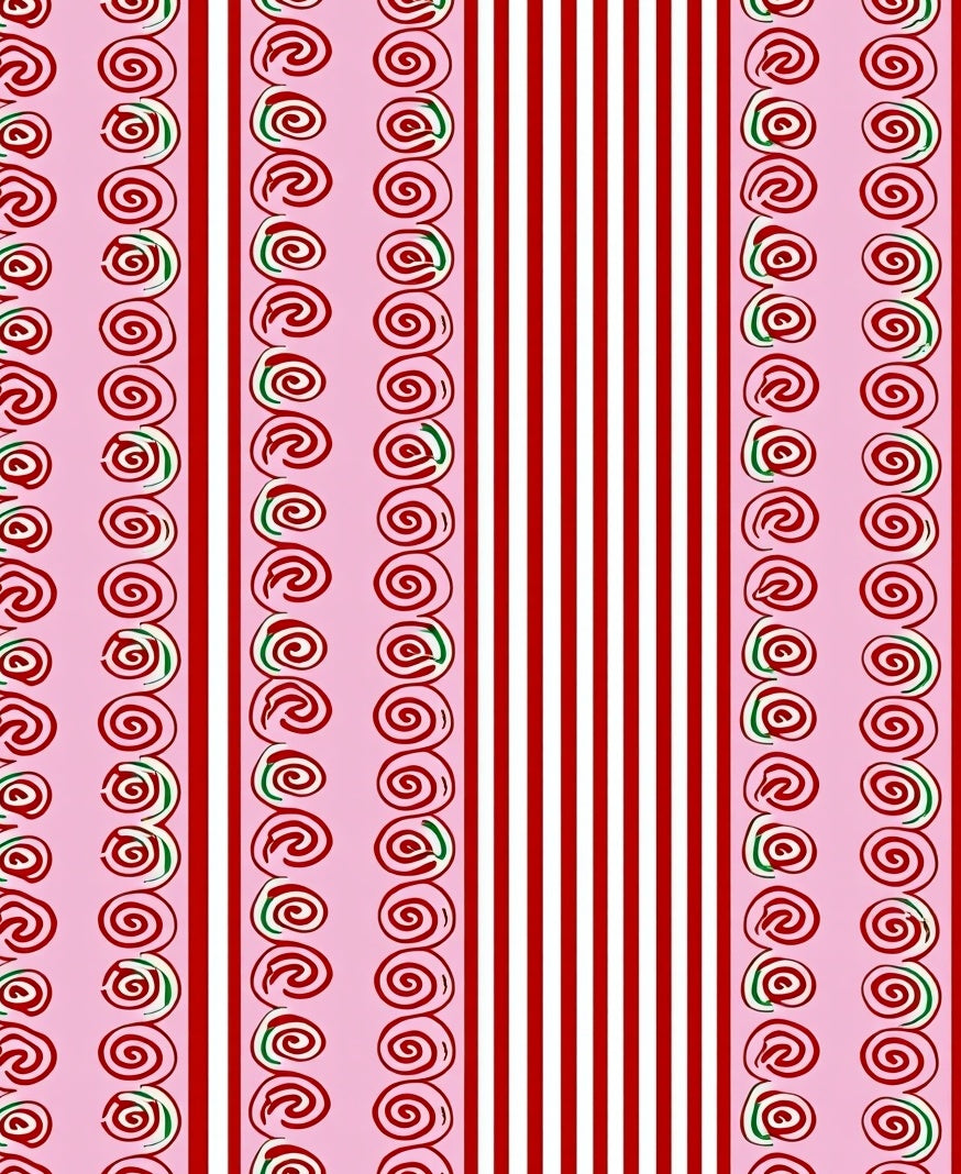 Pink Swirl Candy Striped Layout Rug