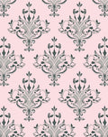 Pastel Pink Gray Damask Floral Ornament Rug