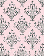 Pastel Pink Gray Damask Floral Ornament Rug