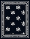 Dark Navy White Snowflake Scattered Border Rug