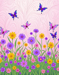 Whimsical Pink Butterfly Meadow Garden Rug