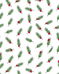Green Pine Sprig Red Berry Scattered Rug