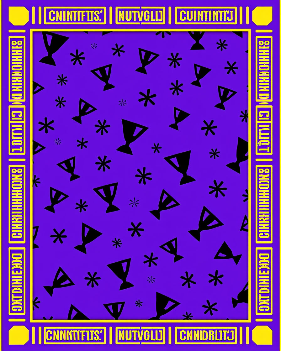 Abstract Black Trophy Stars Purple Rug