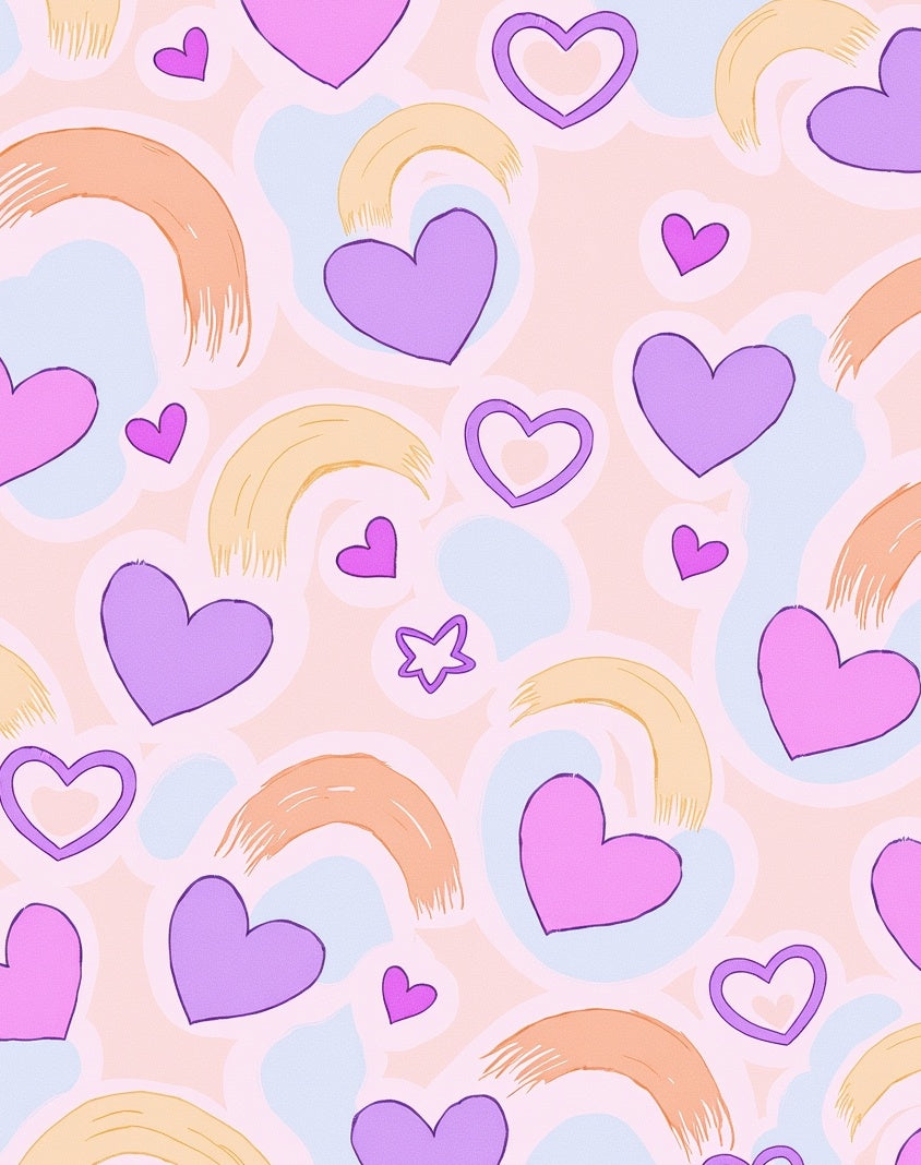 Soft Pastel Hearts Brushstrokes Rug