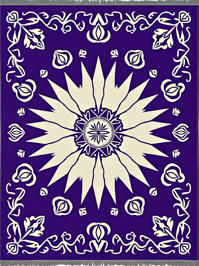 Vibrant Violet Floral Sunburst Rug