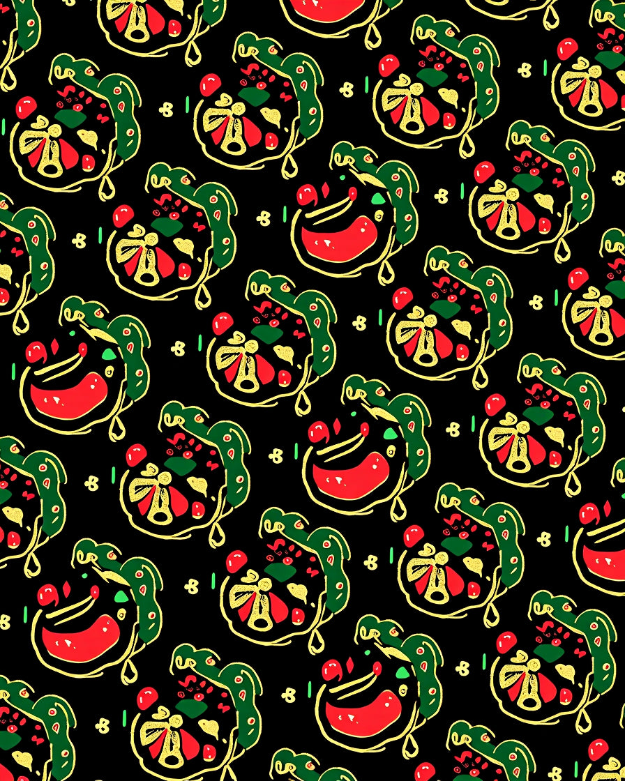 Whimsical Red Green Abstract Forms Rug