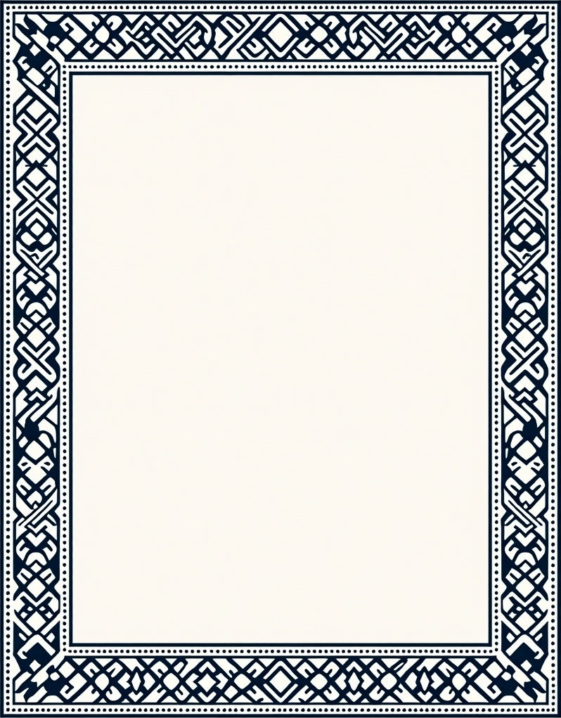 Navy Blue Interlocking Geometric Border Rug