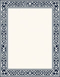 Navy Blue Interlocking Geometric Border Rug