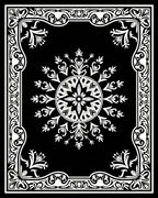 Black White Ornate Floral Mandala Rug