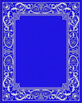 Vibrant Blue Ornate Floral Border Rug