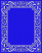 Vibrant Blue Ornate Floral Border Rug