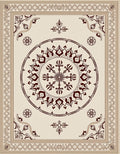 Ornate Cream and Maroon Medallion Rug