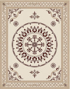 Ornate Cream and Maroon Medallion Rug