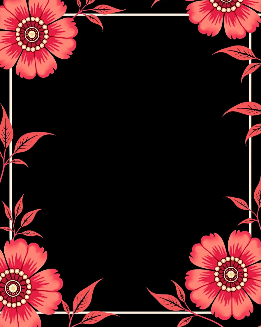Salmon Pink Floral Border Accent Rug