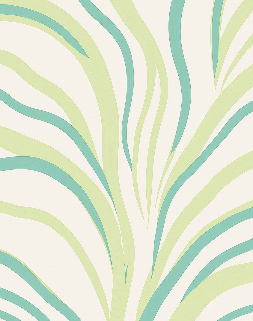 Verdant Mint Curved Lines Rug