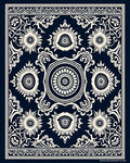 Navy Ivory Floral Sun Mandala Rug
