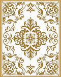 Elegant Gold Floral Scroll Centerpiece Rug