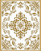 Elegant Gold Floral Scroll Centerpiece Rug