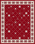 Crimson Snowflakes Lattice Border Rug